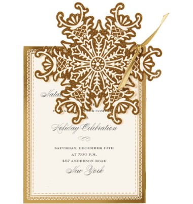 Christmas Invitations, Gold Snowflake Die Cut, Anna Griffin